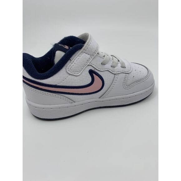 Nike Court Borough Low 2 White/Pink Glaze - Midnight Navy Toddler 6C - Picture 8 of 15